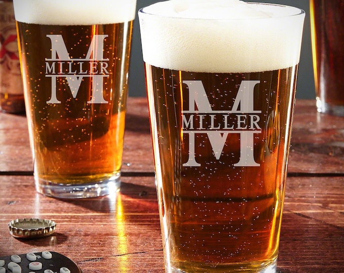Personalized Pint Beer Glasses - Beer Lovers - Custom Pint Glasses Groomsmen Gifts, Husband Gifts - Lagers, Pilsners, Stouts, IPAs *