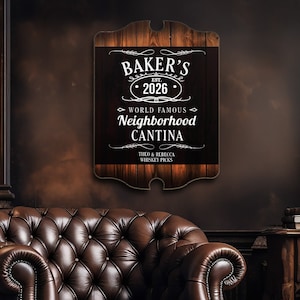 Personalized Whiskey Bar Sign – Birch Wood Custom Home Decor (21" x 16")