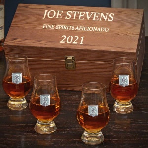 Personalized Glencairn Box Set 5pc Whiskey Lover Gift, Etched Whiskey ...