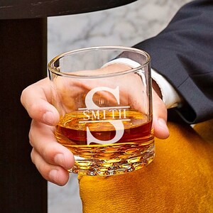 Men Whiskey Glass Set of 4 Etched Whiskey Rocks Glass, Custom Bourbon Glass, Old Fashioned Whiskey Set, Best Man Gift Whiskey Glass image 3