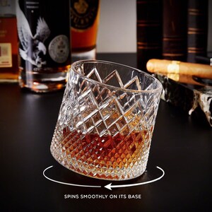Rotating Whiskey Glass Set With Custom Decanter Whiskey Decanter Set ...