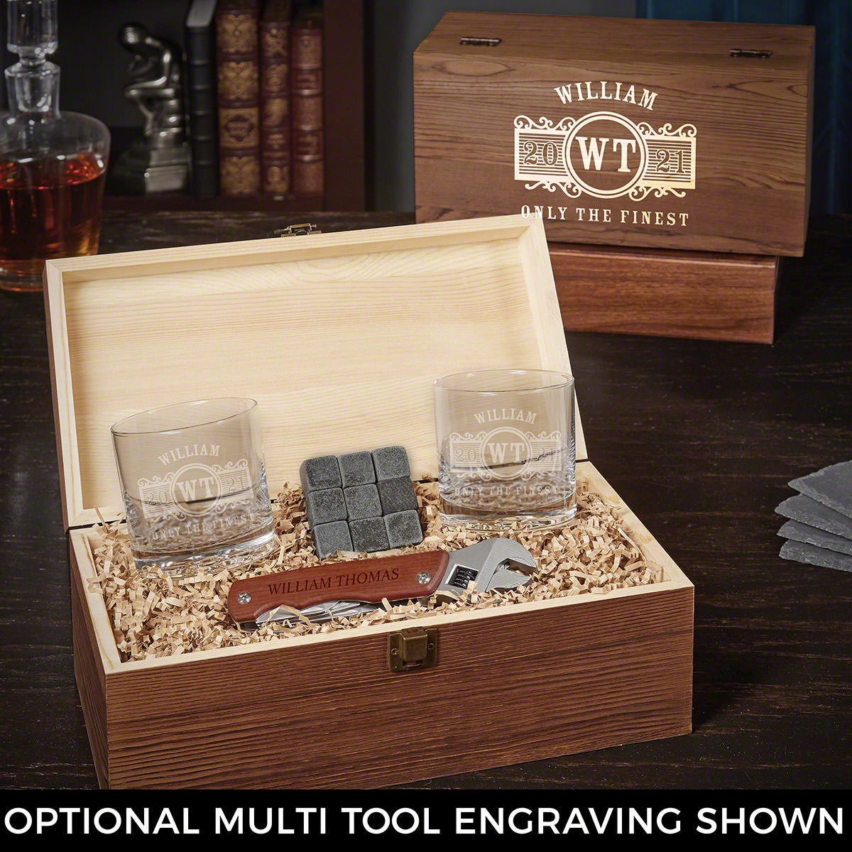 Marquee Custom Whiskey Glass Box Set With Multi Tool Etsy