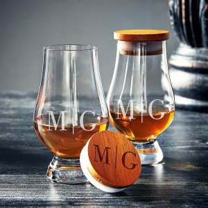 Custom Glencairn Glasses Set with Lids - Whiskey Lover Gift, Glencairn Whiskey Glasses, Tasting Glasses, Glencairn Cover, Glencairn  -