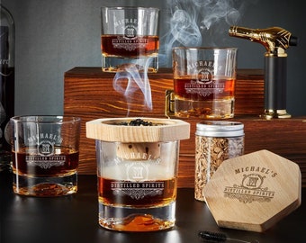 Black Diamond Personalized Whisky Smoker Kit  - Gifts for Whiskey Lovers, Etched Whiskey Glasses, Cocktail Smoker Kit Old Fashioned Smoker *