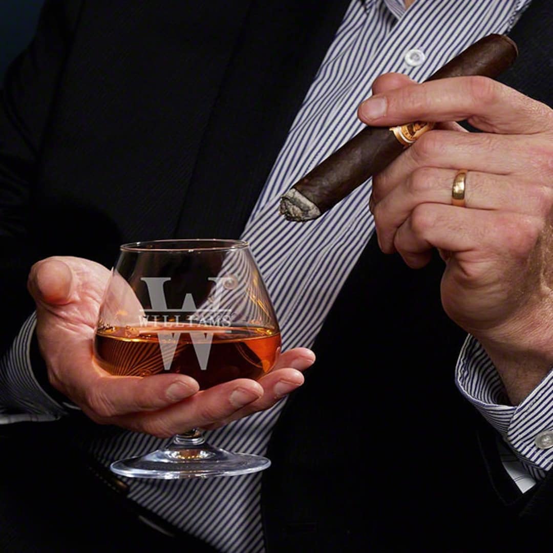 Personalized Cognac Glass Engraved Brandy Snifter Glass Set, Etched