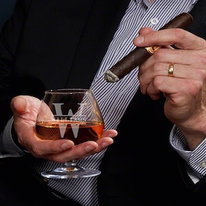 Custom Cognac Glasses - Engraved Cognac Glass Set, Etched Brandy Snifter Glass, Custom Cognac Glass for Him, Custom Brandy Glass