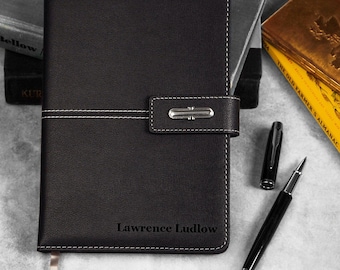 Beckford Personalized Hardcover Lined Notebook - Custom Notebook, Travel Journal, Lined Notebook, Executive Gift, Leather Journal Gift