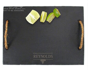Personalized Slate Cheese Board with Rope Handles