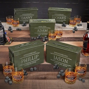 Authentic Engraved Ammo Can for Groomsmen Set of 5 - Custom Ammo Can, Custom Ammo Box, Groomsmen Gifts, Groomsmen Ammo Can