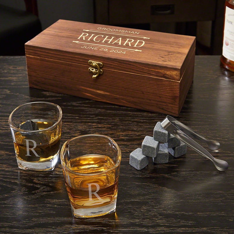 Stanford Personalized Whiskey Stones and Glasses Gift Set Etsy