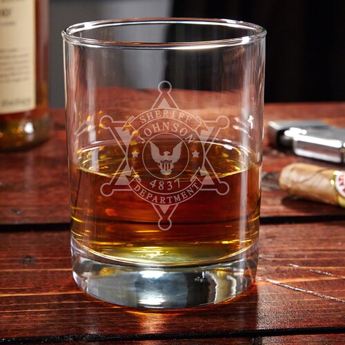 Sheriff Badge Personalized Rocks Glass for Law Enforcement - Etsy