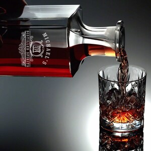 Engraved Whiskey Decanter Gift Set With Box Luxury Whiskey Rocks Glasses, Personalized Bourbon ...