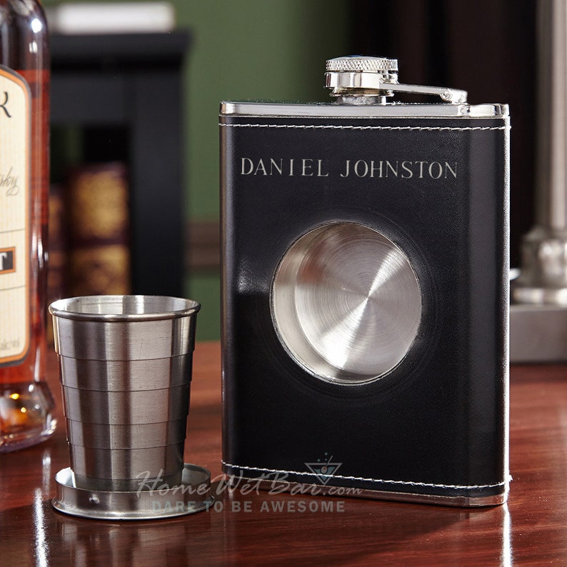 Personalized Dual Liquor Flask With Shot Glass Set Unique Etsy