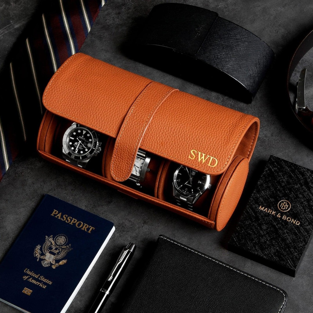 Durham Custom Leather Watch Roll - Leather Watch Holder, Jewelry