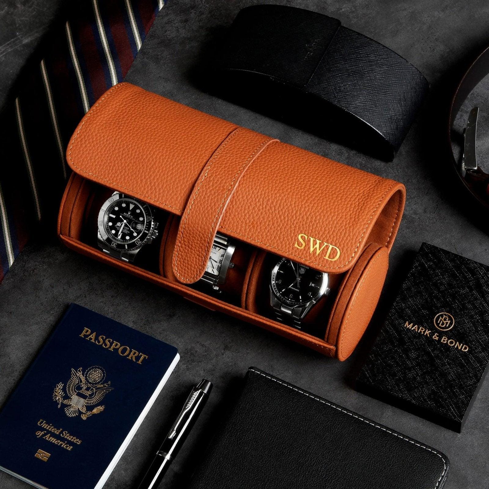 Durham Custom Leather Watch Roll - Leather Watch Holder, Jewelry