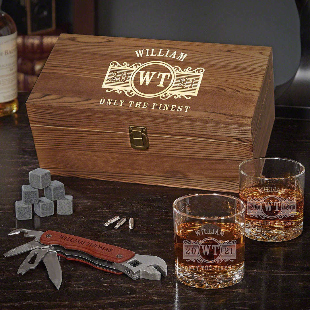 Marquee Custom Whiskey Glass Box Set With Multi Tool Etsy