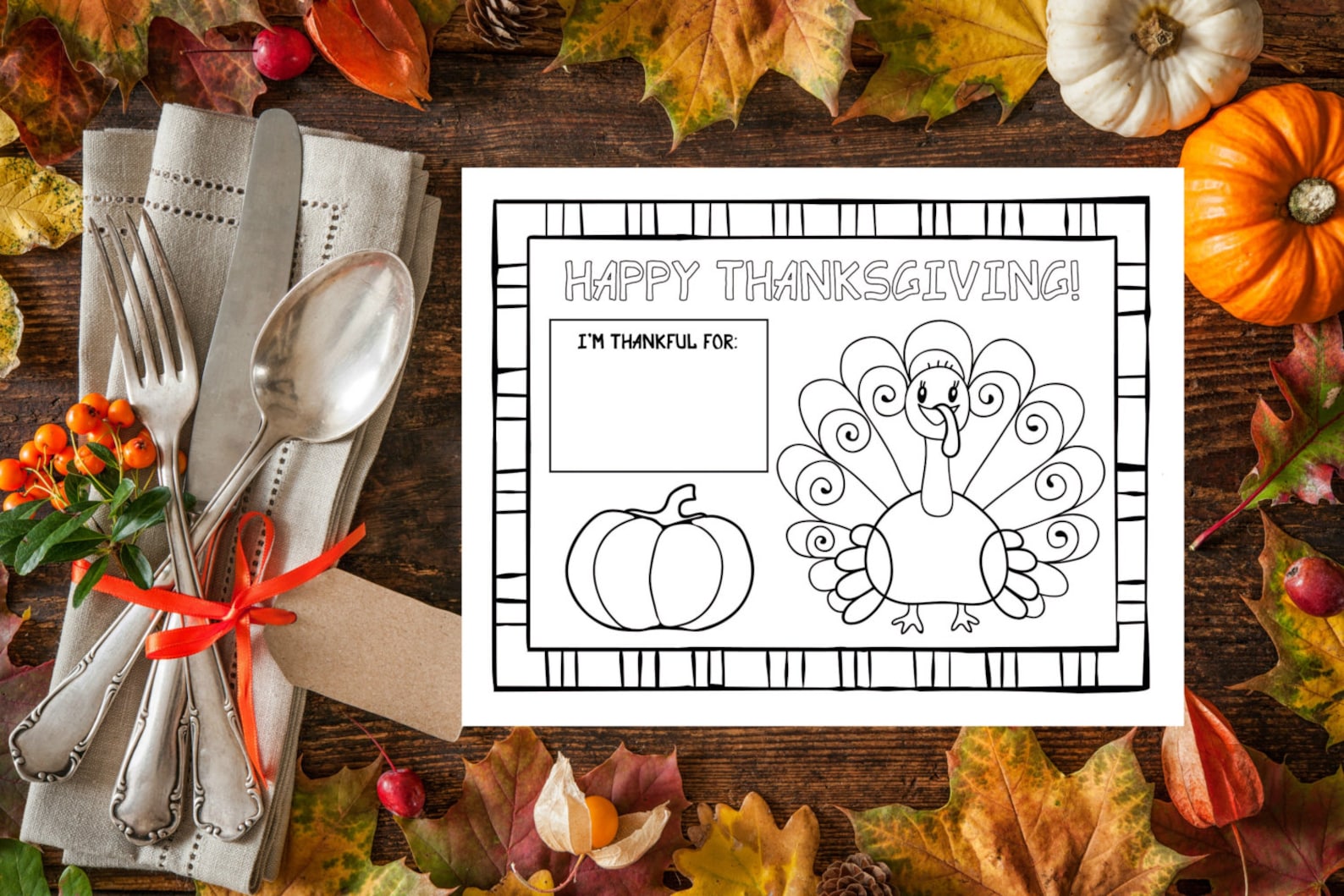 Printable Thanksgiving Placemat 8.5x11 8.5x14 11x17 Etsy