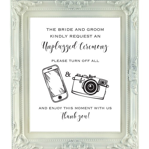 Printable Unplugged Ceremony PDF Sign Instant PDF Download | Etsy
