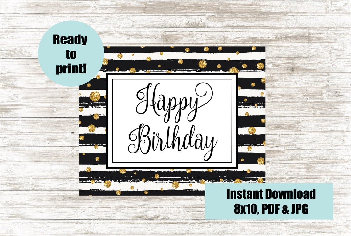 Happy Birthday Sign 8x10 Birthday Party Sign Printable Party | Etsy