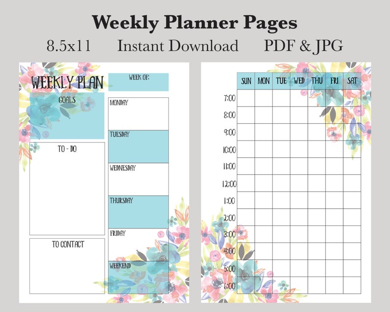 Weekly Planner Webpages, Instantaneous Obtain Printable Planner Web pages, 8.5x11 Weekly Calendar Webpages, Undated Planner Internet pages, 2017 Planner photograph regarding Weekly Planner Pages called Weekly Planner Web pages, Prompt Obtain Printable Planner Internet pages, 8.5x11 Weekly Calendar Webpages, Undated Planner Webpages, 2017 Planner