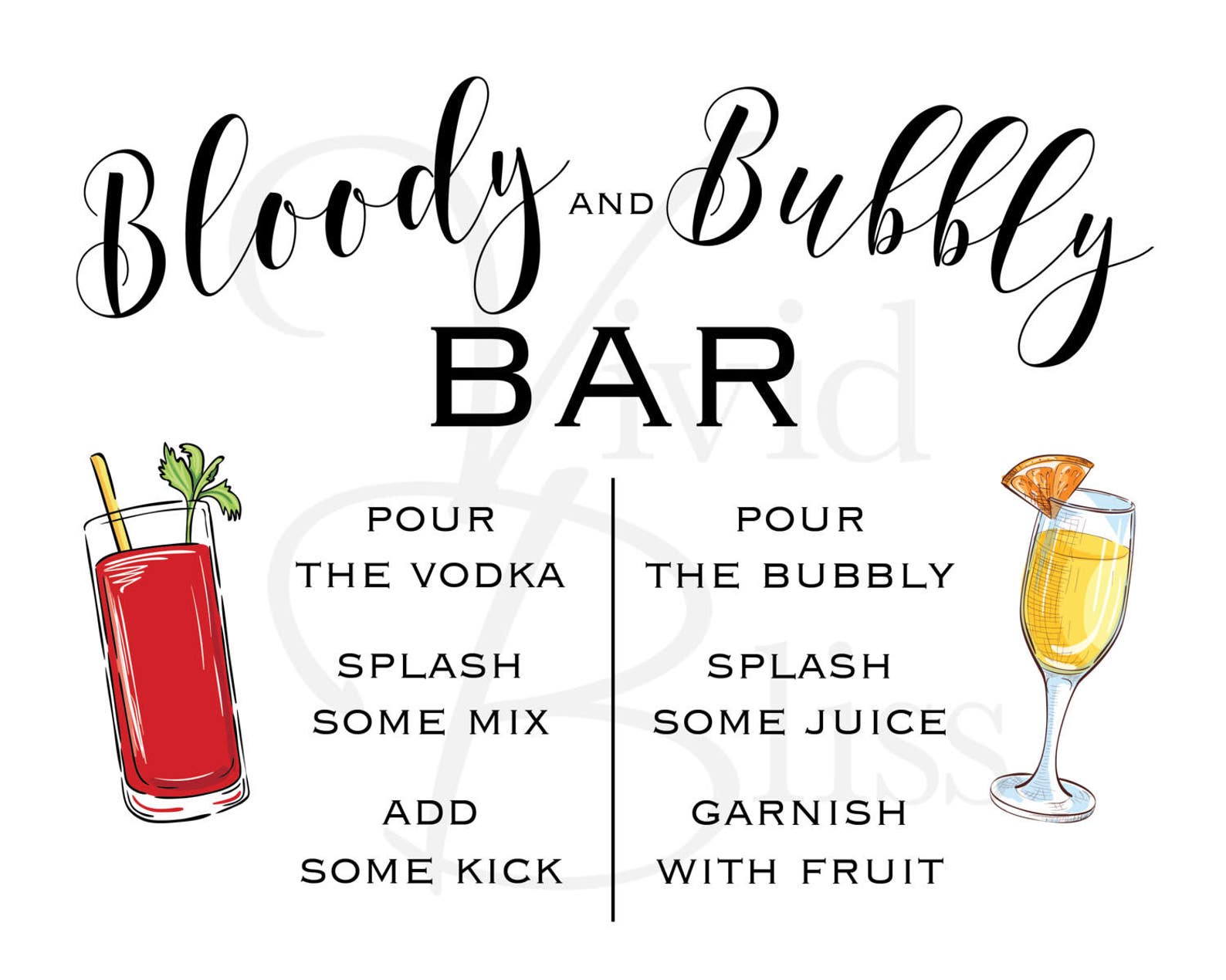 Bloody and Bubbly Bar 8x10 Printable Mimosa and Bloody Mary | Etsy