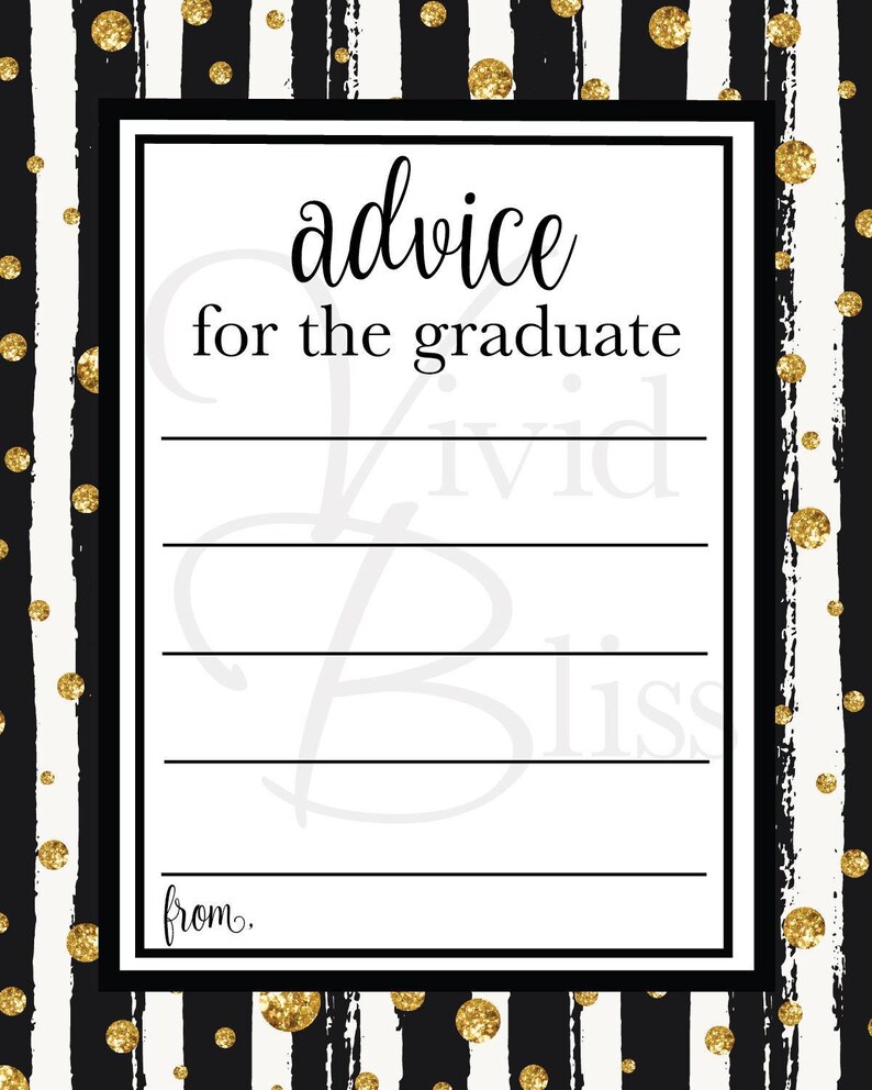 Advice For The Graduate Black Gold Printable Graduation Etsy