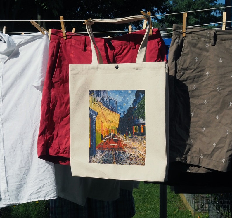 Van Gogh's Cafe Terrace at Night Transferred to a Sturdy Canvas Tote Bag. Great for Groceries, Shopping, Gift for Her 