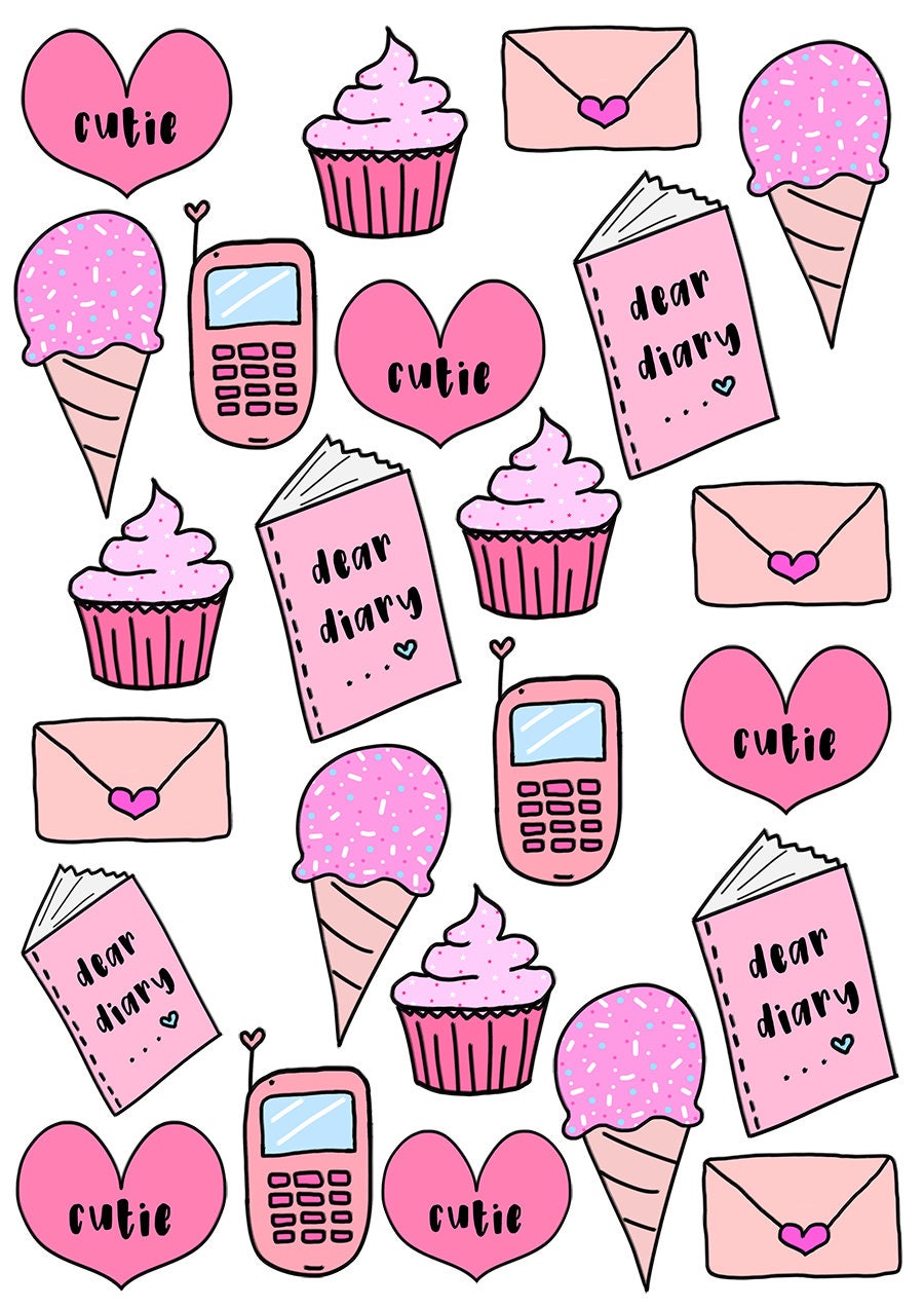 Cute Pink Sticker Pack Stationery and Stickers Journal Etsy