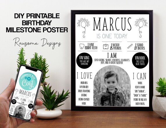 DIY Custom Birthday Sign Birthday Milestones Printable | Etsy
