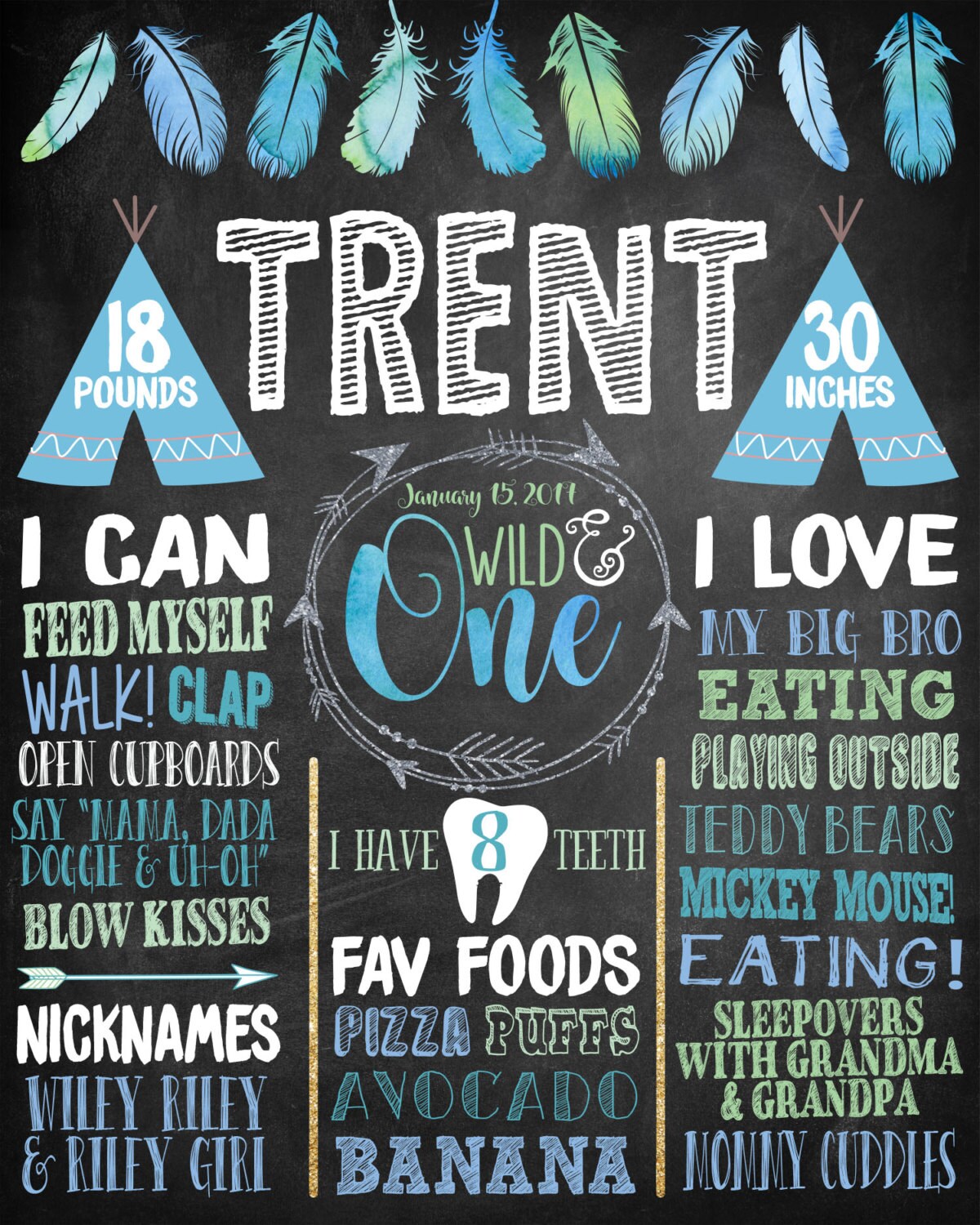 WILD ONE Chalkboard Sign Milestone Sign First Birthday Etsy