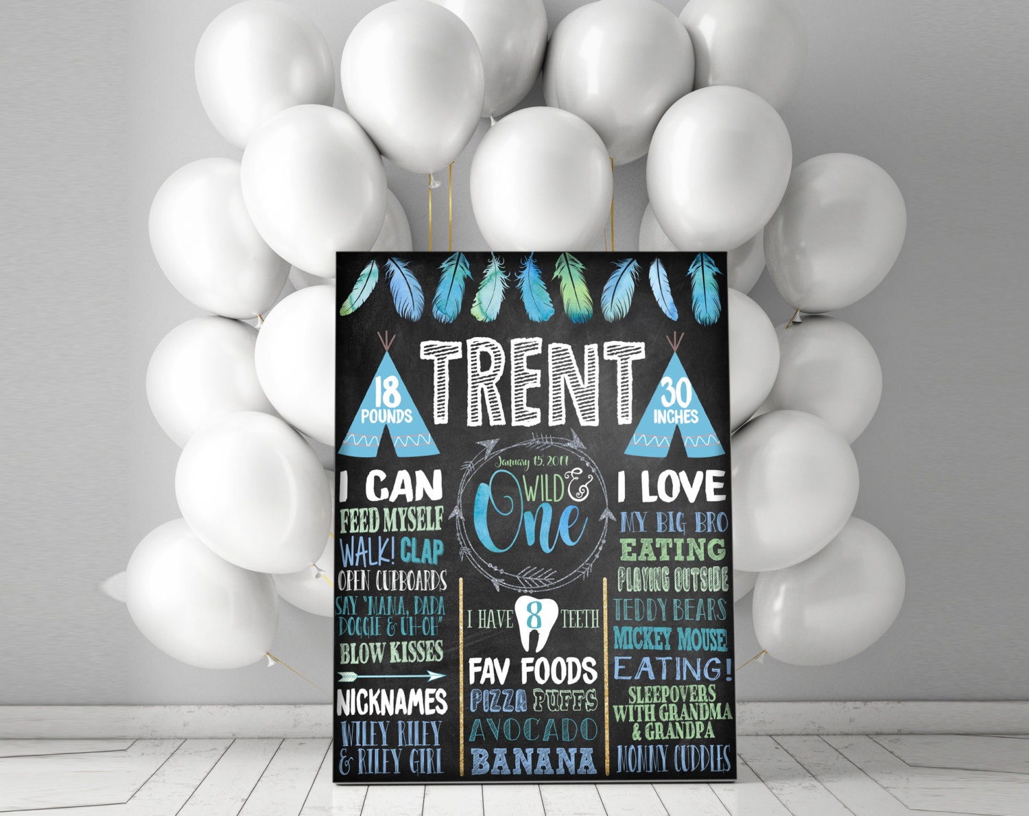 WILD ONE Chalkboard Sign Milestone Sign First Birthday Etsy