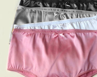 Pink Anna Satin Knickers Classics by Bonboneva - Women Satin Briefs, Full Coverage, Natural Waist Rise