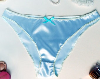 Ready to Ship Bonboneva Bridal Lingerie: "Something Blue" Jewel Satin Bikini Style Knickers