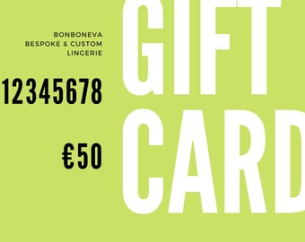 Bonboneva Lingerie Gift Card Voucher EUR 50 - Last Minute Gift for Her to Her Liking LIngerie Gift Card Printable Instant Download