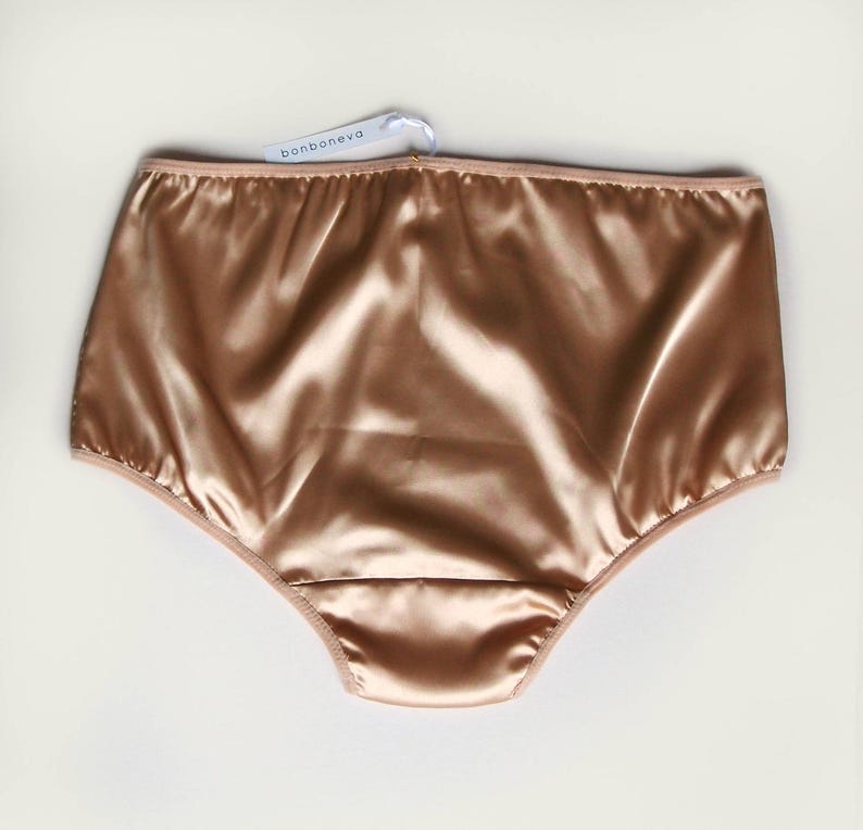 Golden Caramel Anna Satin Panties Retro Feel Sexy Satin Knickers in His and Hers Options by Bonboneva image 2