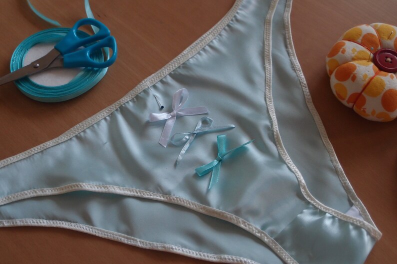 Bonboneva Bridal Lingerie: Something Blue Jewel Satin Bikini Style Knickers image 4