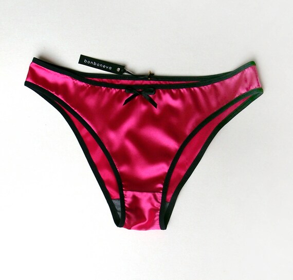 SHINY PINK SATIN BIKINI BRIEFS KNICKERS PANTIES 6 SIZES XS-XXL MADE IN FRANCE