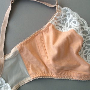 Melon Cotton and Lace Lingerie Set by Bonboneva Soft Cotton Lace Bra and French Cut Cotton and Sheer Mesh Princess Panties Set image 2