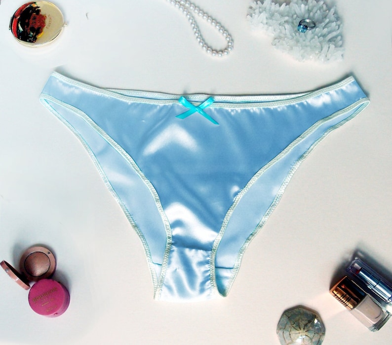 Bonboneva Bridal Lingerie: Something Blue Jewel Satin Bikini Style Knickers image 1