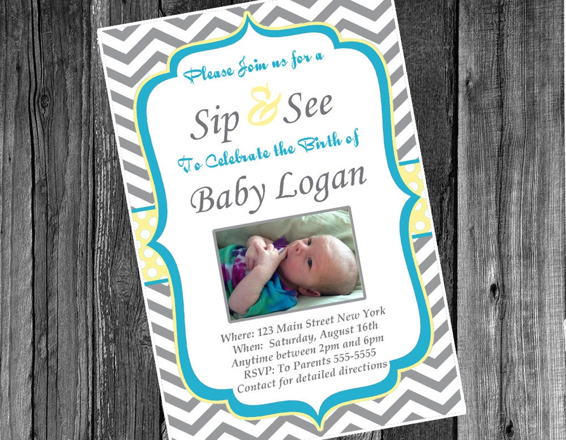 Sip and See / Meet & Eat Printable New Baby Digital Invitation Etsy