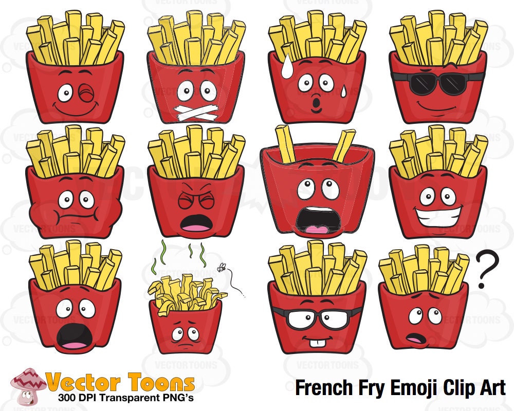 French Fry Emoji Clip Art Digital Clipart Digital Graphics Etsy