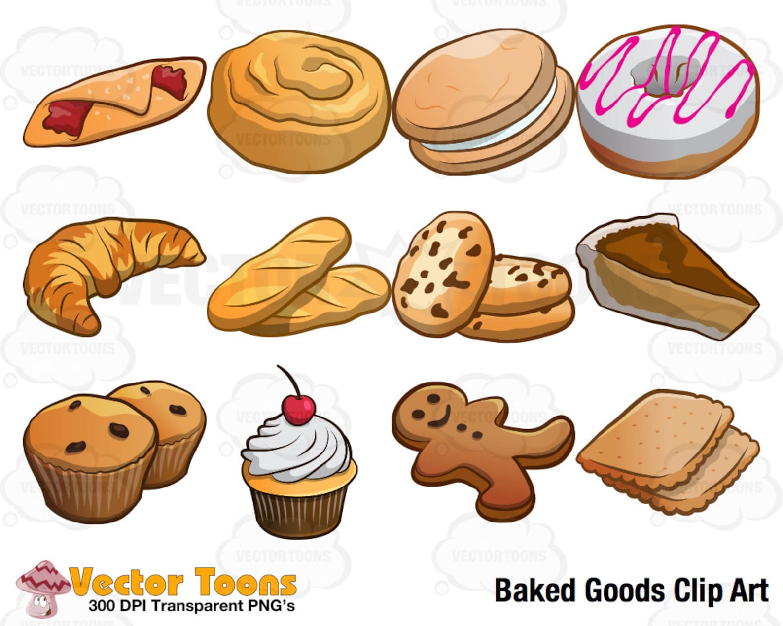 Baked Goods Clip Art Digital Clipart Digital Graphics Etsy