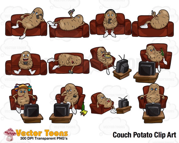 Couch Potato Clip Art Digital Clipart Digital Graphics Etsy