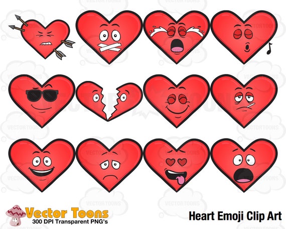 Heart Emoji Clip Art Digital Clipart Digital Graphics | Etsy