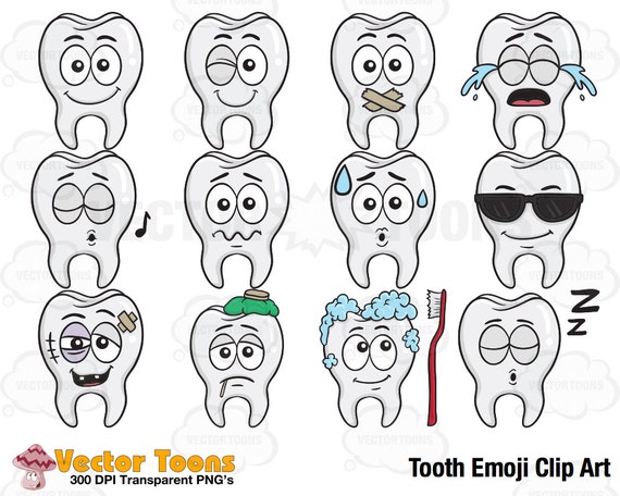 Tooth Emoji Clip Art Digital Clipart Digital Graphics | Etsy