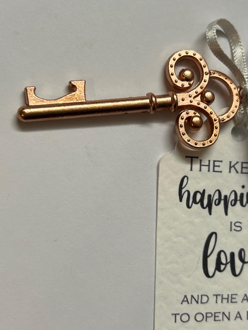 Rose Gold Key bottle opener, Wedding Favours, bottle opener, wedding, rose gold key image 4