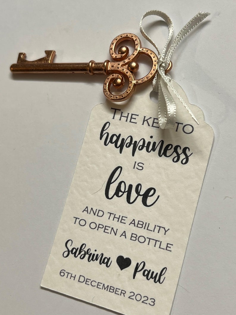Rose Gold Key bottle opener, Wedding Favours, bottle opener, wedding, rose gold key image 6