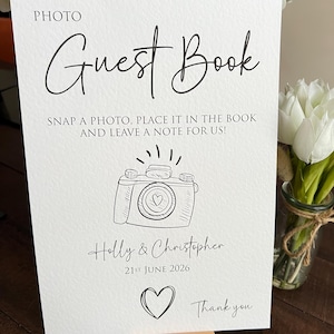 Personalised Wedding Photo Guest Book Sign, A4 A5 Reception Decor