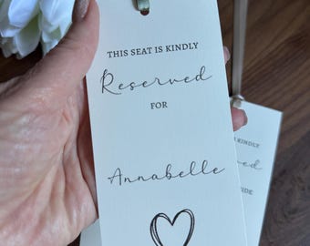 Reserved Wedding seat tags for Ceremony – Mother of the Bride & Family Chair Tags Personalised