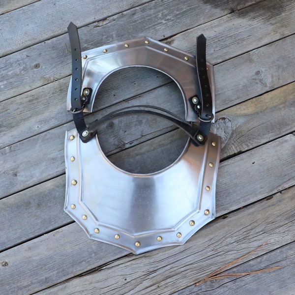 Renaissance Armor Gorget Neck Plate - 18 Gauge Steel Hand Forged Functional Replica Adjustable Costume Reenactment Armor